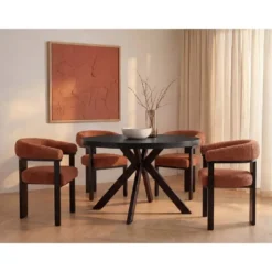 Eettafel KOMONI - 4 plaatsen, 6 plaatsen, 8 plaatsen - Zwart Hout, paneel