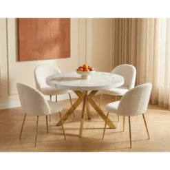 Eettafel KOMONI - Uitschuifbaar - Wit Hout paneel