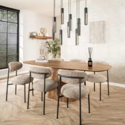 Eettafel Naturel Mangohout Ovaal - 215x105x77cm - Wave
