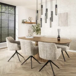 Eettafel Naturel Mangohout Ovaal - 215x105x77cm - Wave