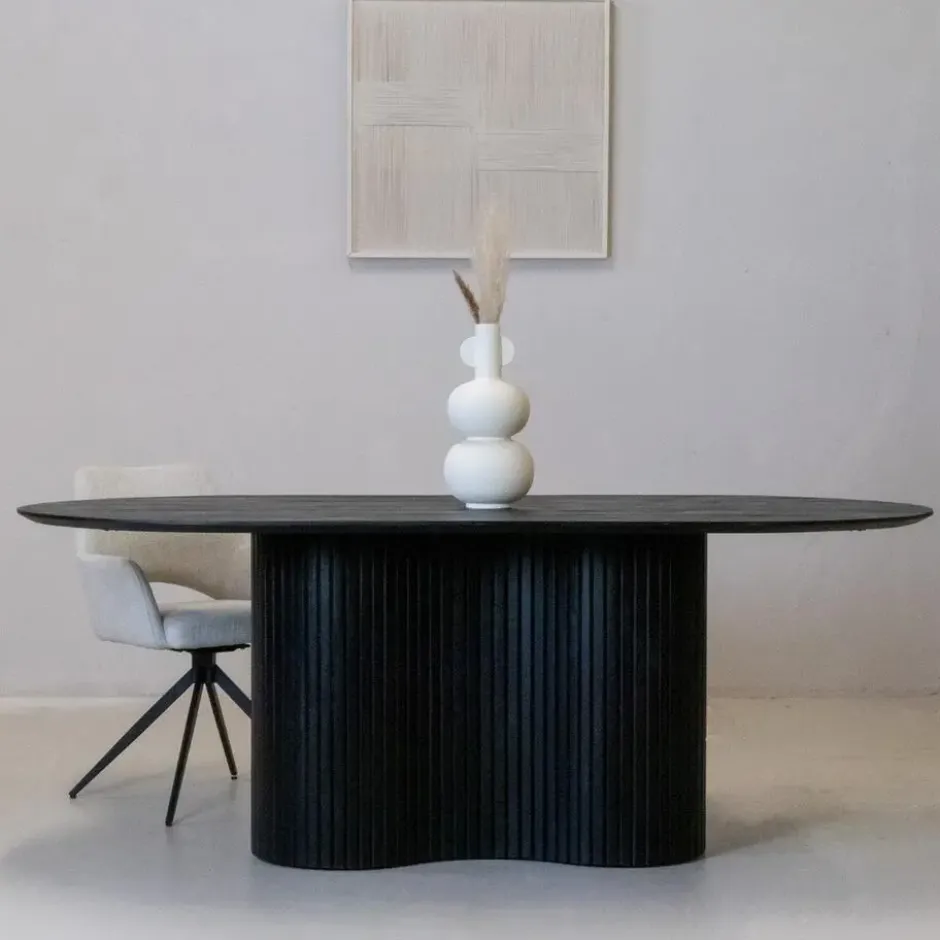 Eettafel Ovaal 200cm - Zwart - Hout - Eettafel Ava