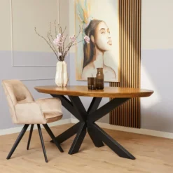 Eettafel Ovaal Naturel Mangohout - 160x90x76cm - Brandy