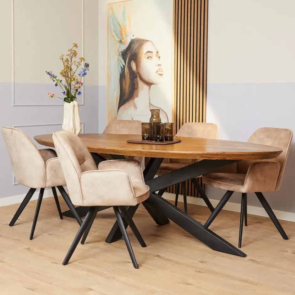 Eettafel Ovaal Naturel Mangohout - 240x110x76cm - Brandy