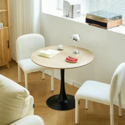 Eettafel 4 Personen Ronde Houten Basis Metaal