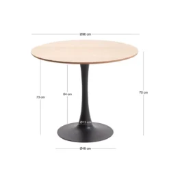 Eettafel 4 Personen Ronde Houten Basis Metaal