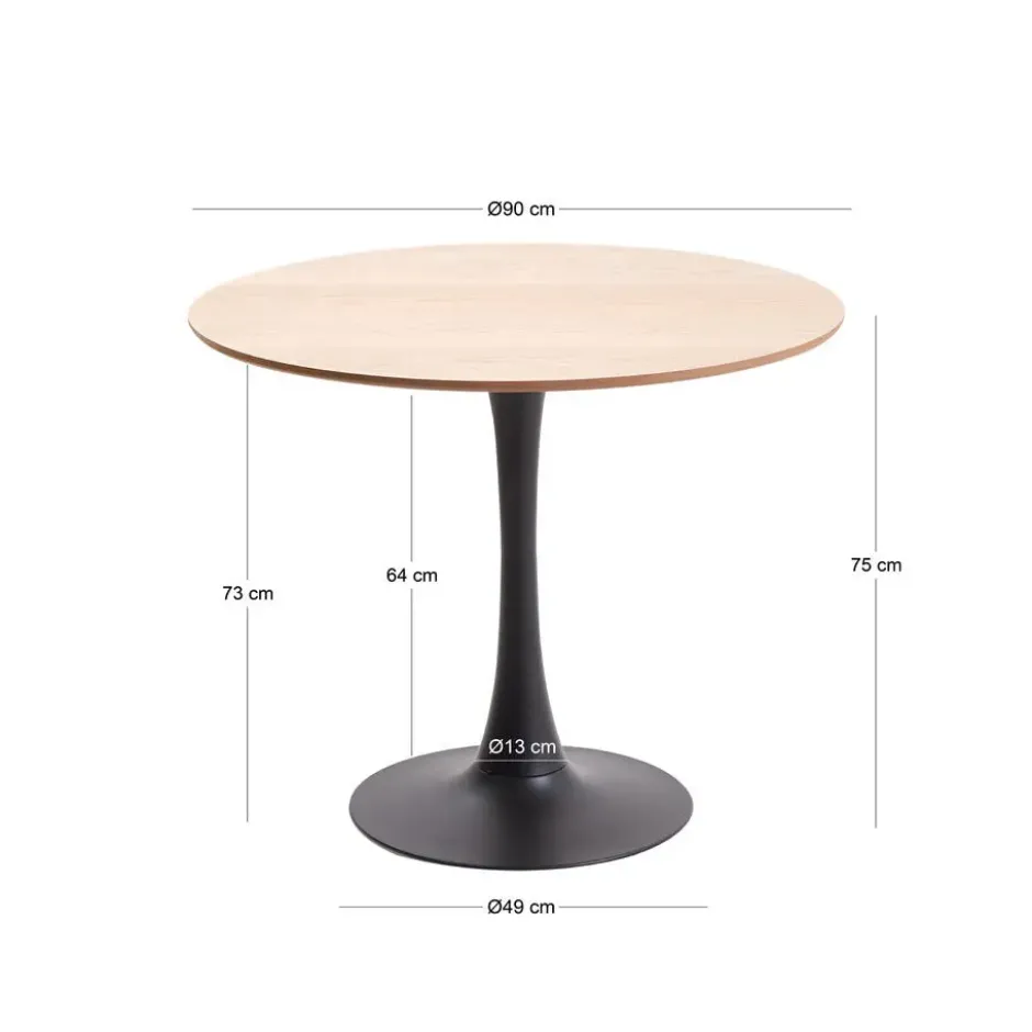 Eettafel 4 Personen Ronde Houten Basis Metaal