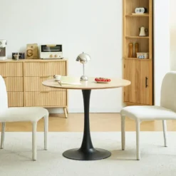 Eettafel 4 Personen Ronde Houten Basis Metaal
