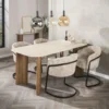 Eettafel Rechthoek Hout/Travertin - 180x90x76cm - Romano Curvo