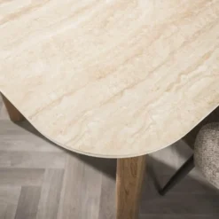 Eettafel Rechthoek Hout/Travertin - 180x90x76cm - Romano Curvo