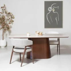 Eettafel Rechthoek - Walnoot/Keramiek - 200x90x76cm - Thomas