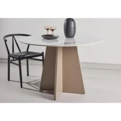 Eettafel Rond - Beige Steen - 110x110x75cm - Bootcut