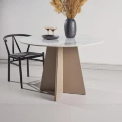 Eettafel Rond - Beige Steen - 110x110x75cm - Bootcut
