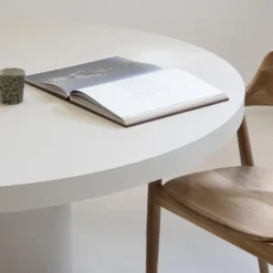 Eettafel Rond 120cm - Beige Eco Composiet - Betonlook - Eden