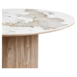 Eettafel Rond - Keramisch Wit/Bruin - Ø140x76cm - Athens