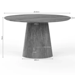 Eettafel Rond Naturel Hout - 130x130x76cm - Solana