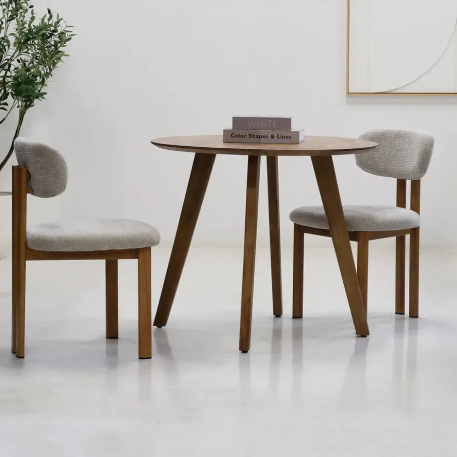 Eettafel Rond - Naturel Mangohout - 90x90x76cm - Oslo