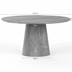 Eettafel Rond Taupe Hout - 150x150x76cm - Solana