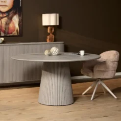 Eettafel Rond Taupe Hout - 150x150x76cm - Solana