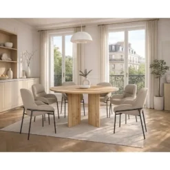 Eettafel TOPANIA - 138 cmx138 cm - Natuurlijk licht Hout paneel
