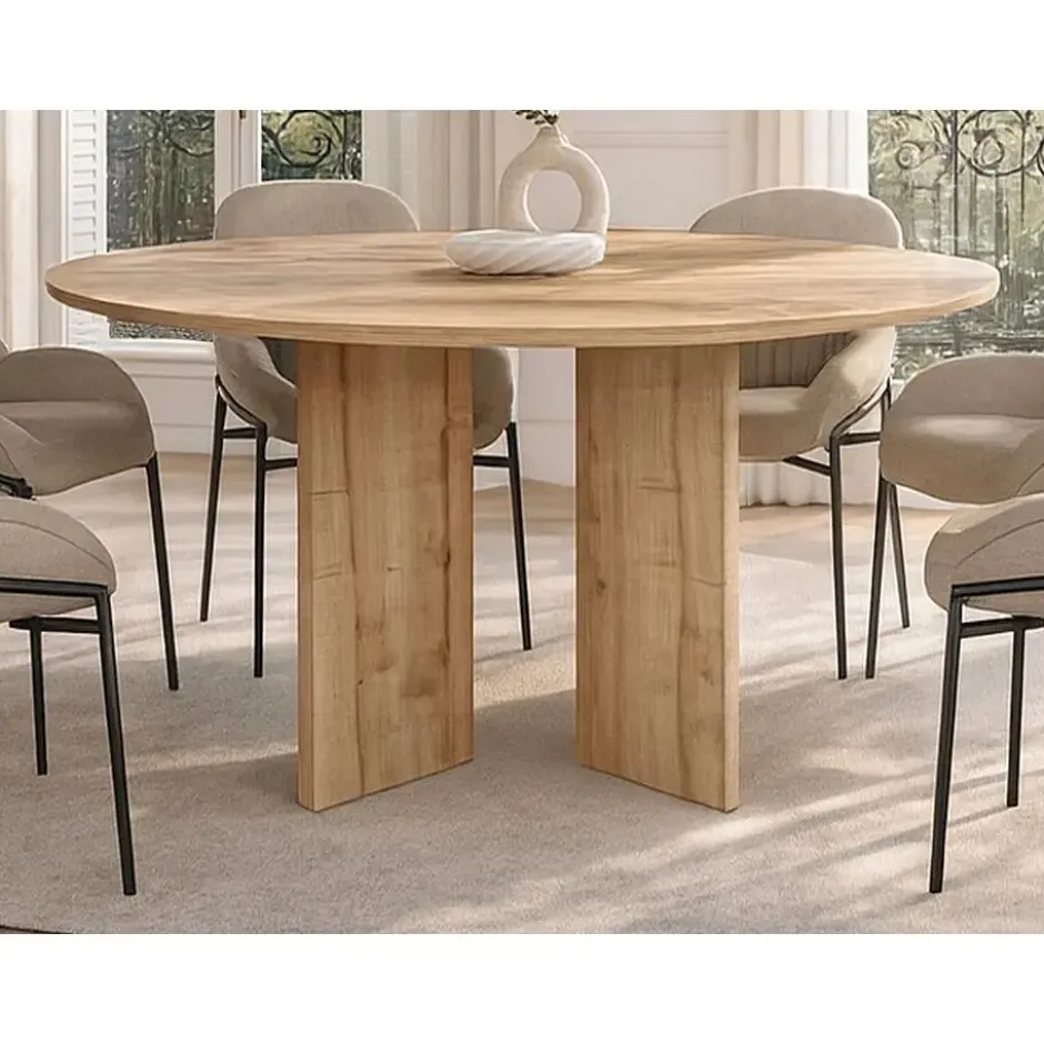 Eettafel TOPANIA - 138 cmx138 cm - Natuurlijk licht Hout paneel