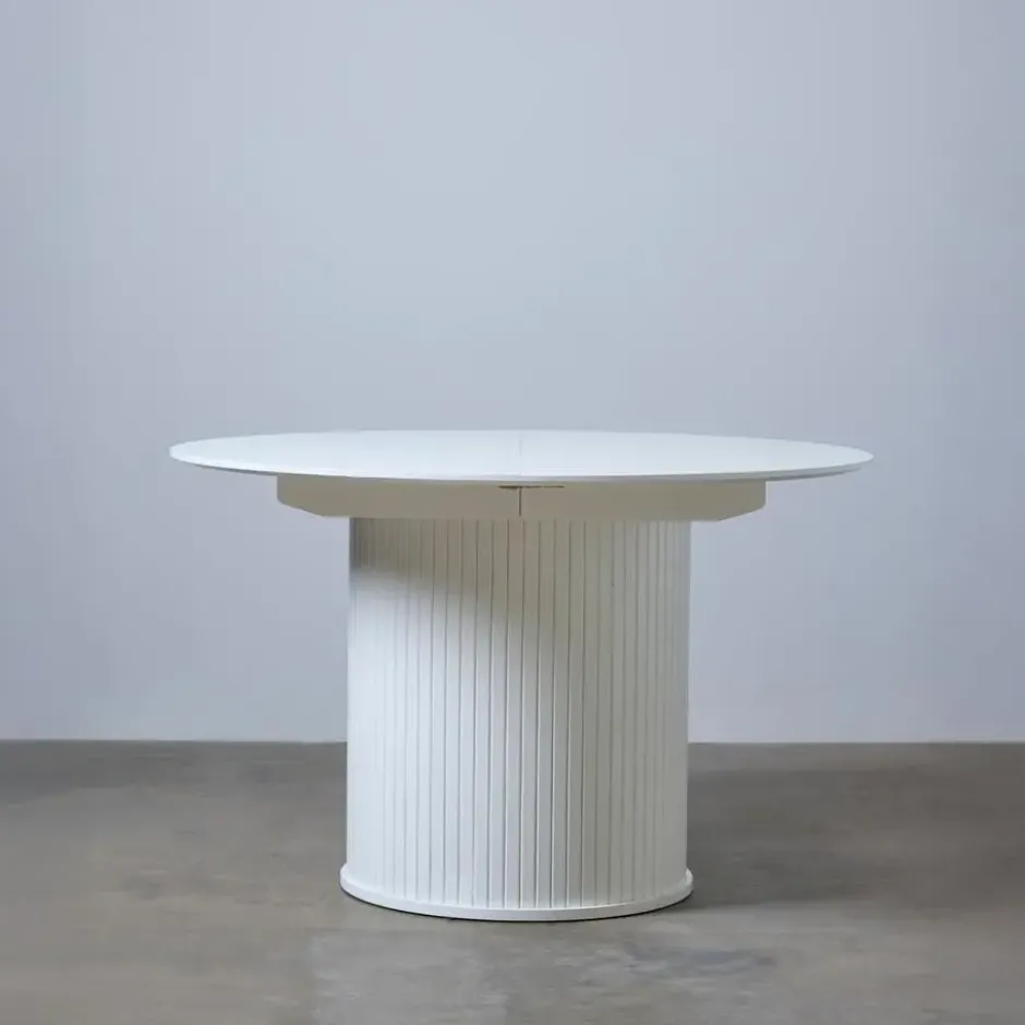 Eettafel Uitschuifbaar Wit - Ø120-167cm - Nola