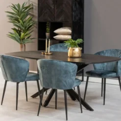 Eettafel Vicenza Black Deens 160x90cm Ovaal Zwart