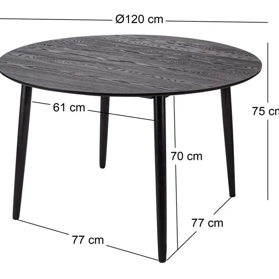 Eettafel voor 6 personen van massief grenen D120