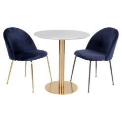 Eettafel Wit Ø110cm - Gouden Onderstel - Bolzano