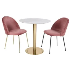 Eettafel Wit Ø110cm - Gouden Onderstel - Bolzano