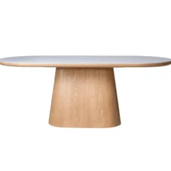 Eettafel Wit Keramiek/Naturel - 200x90x77cm - Alba