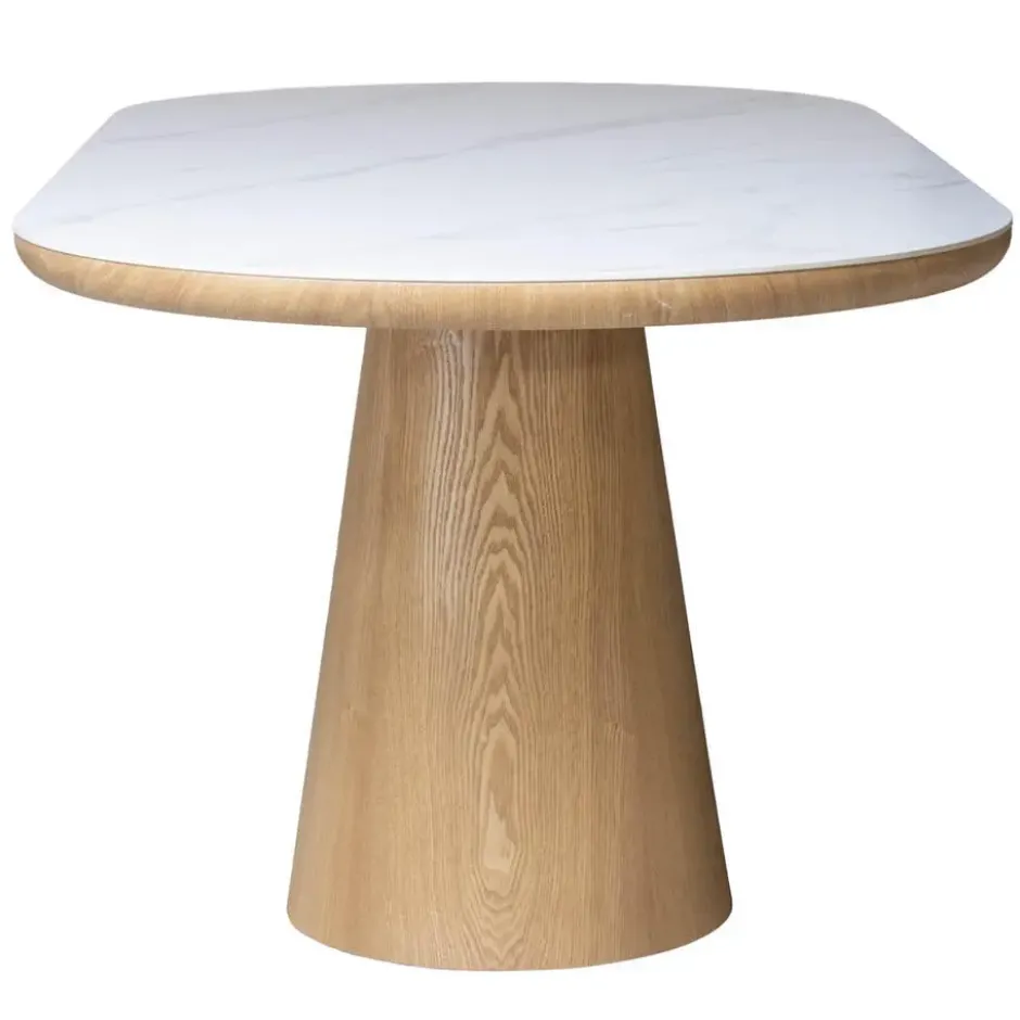 Eettafel Wit Keramiek/Naturel - 200x90x77cm - Alba