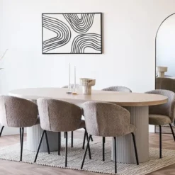 Eettafel Zand/Naturel - Deens Ovaal - 220x100x75cm - Solva