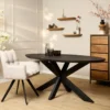 Eettafel Zwart Hout/Metaal - 180x90x76cm - Brandy