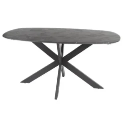 Eettafel Zwart Marmerlook - 150x90x76cm - Deens Ovaal