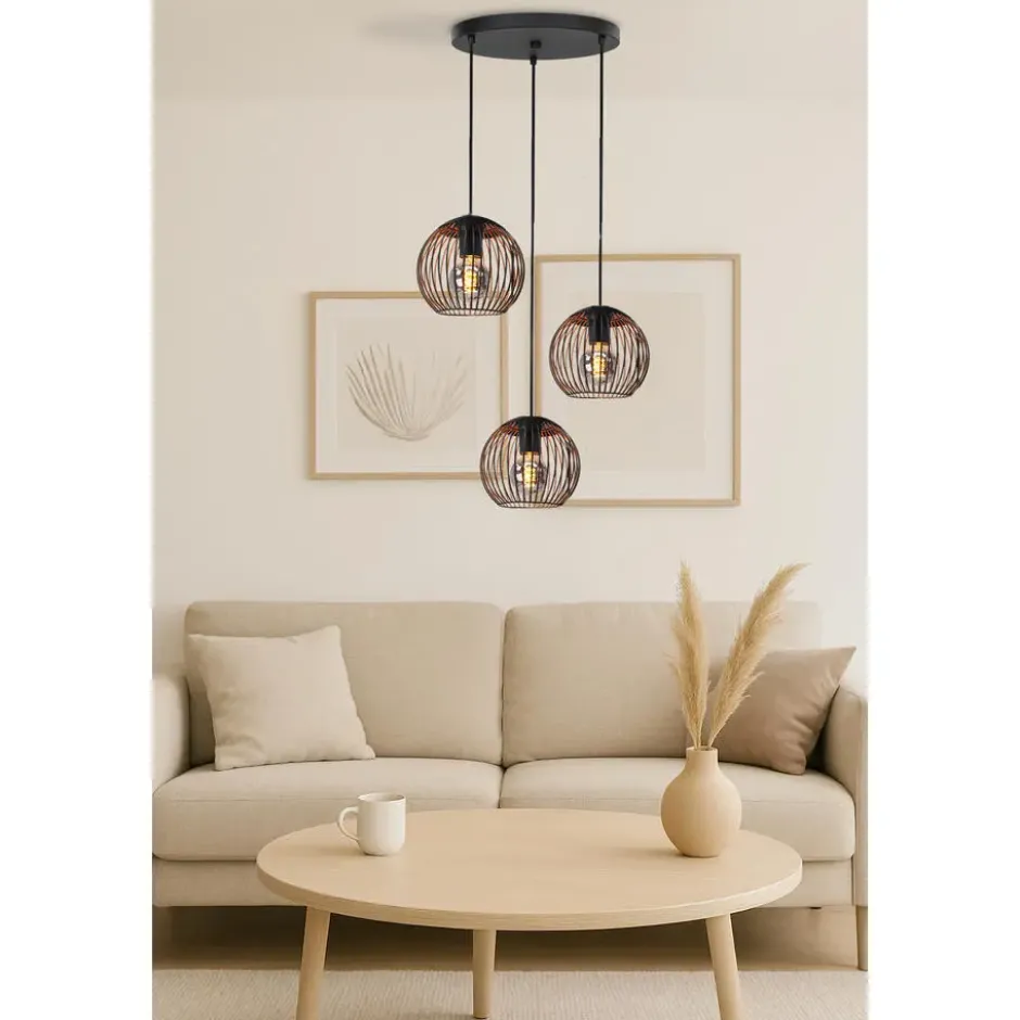 EGLO Almanzora Hanglamp - E27 - Ø 46.5 cm - Staal - Zwart/Koper