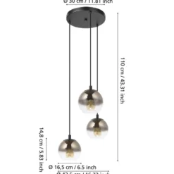 EGLO Ariscani 1 Hanglamp - E27 - Ø 42,5cm-Koperglas - Zwart