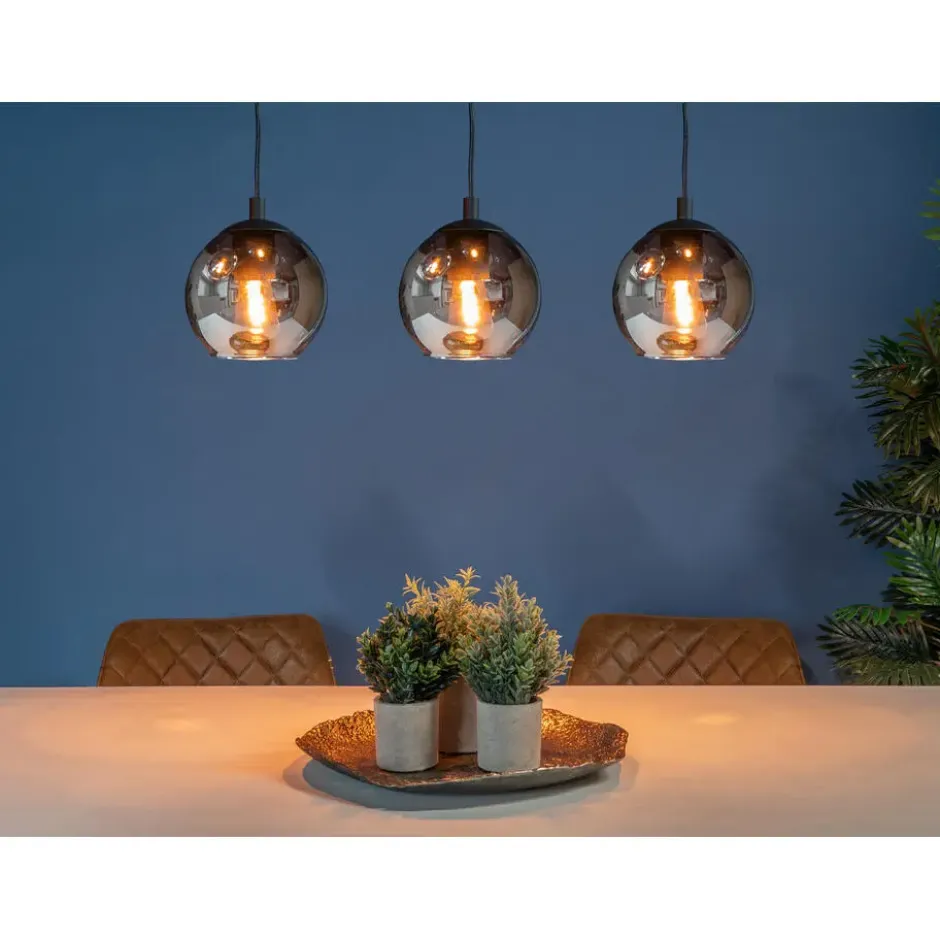 EGLO Ariscani Hanglamp - E27 - 76,5 cm - Zwart - Rookglas
