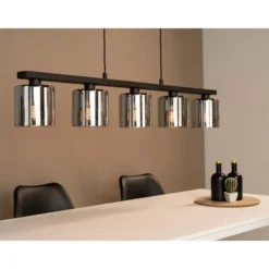 EGLO Cadley Hanglamp - E27 - 121 cm - Rookglas - Smoke - Zwart