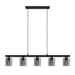 EGLO Cadley Hanglamp - E27 - 121 cm - Rookglas - Smoke - Zwart