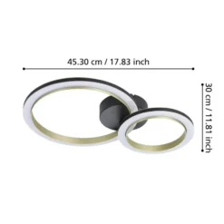 EGLO Calliera Plafonnière - LED - Kunststof - Zwart/Goud/Wit
