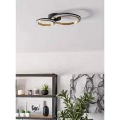 EGLO Calliera Plafonnière - LED - Kunststof - Zwart/Goud/Wit