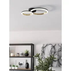 EGLO Calliera Plafonnière - LED - Kunststof - Zwart/Goud/Wit