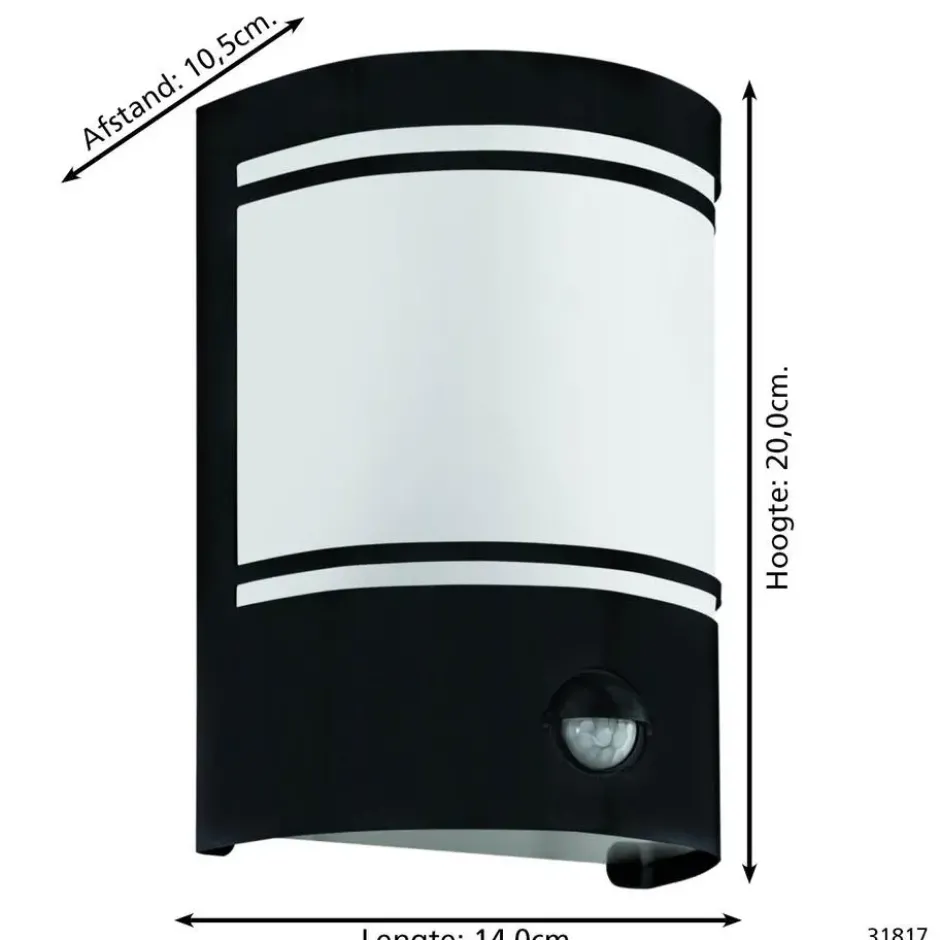 EGLO Cerno 2 Wandlamp - E27 - RVS/Glas - Zwart/Wit