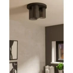 EGLO Colomera Plafondlamp - E27 - Ø 35 cm - Zwart/Mat Grijs