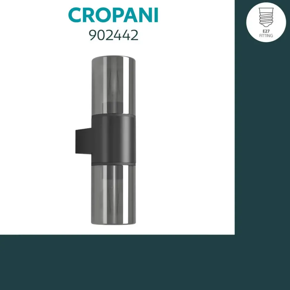 EGLO Cropani Wandlamp buiten - E27 - Zwart/Grijs