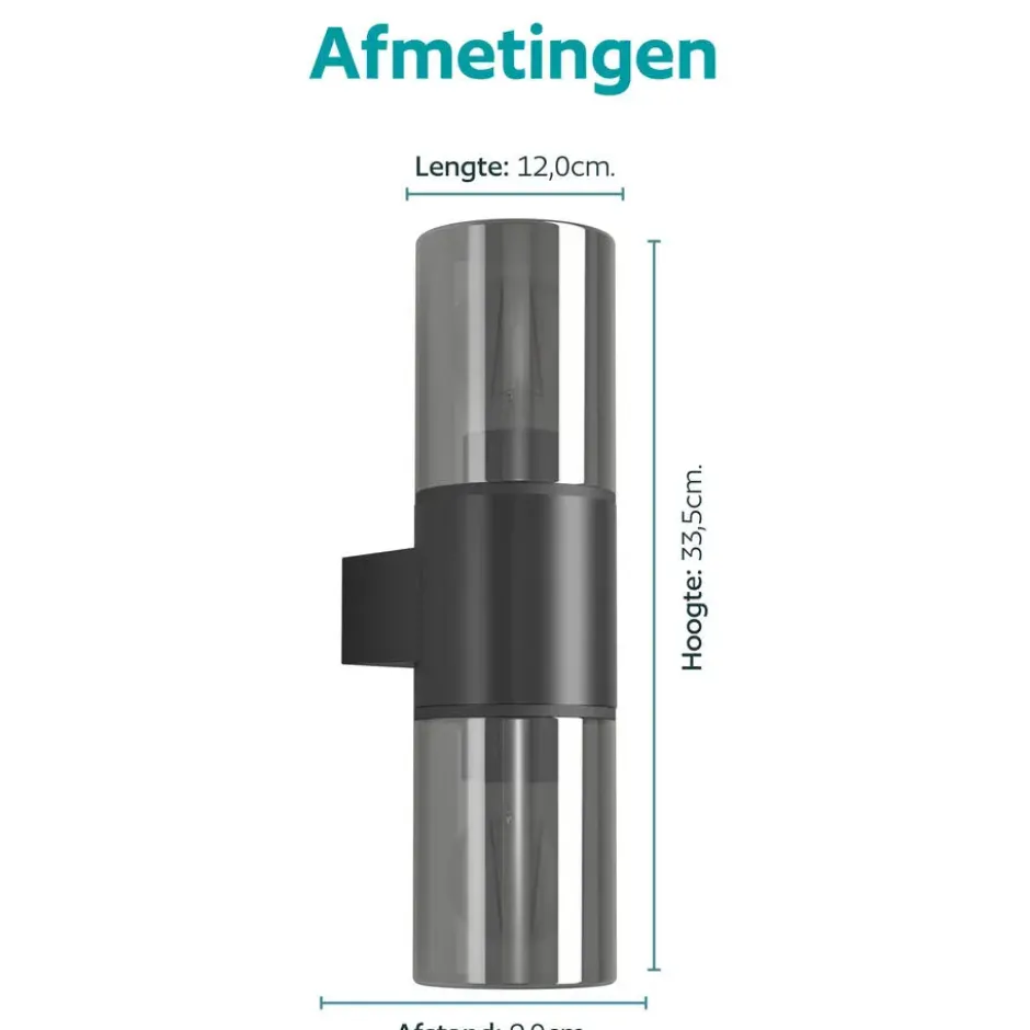 EGLO Cropani Wandlamp buiten - E27 - Zwart/Grijs