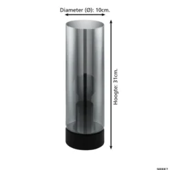 EGLO Damasco 1 Tafellamp - E27 - Ø 10 cm - Smoke glas - Zwart