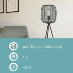 EGLO Derwen Vloerlamp - E27 - Metaal - Zwart