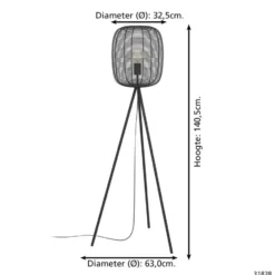 EGLO Derwen Vloerlamp - E27 - Metaal - Zwart