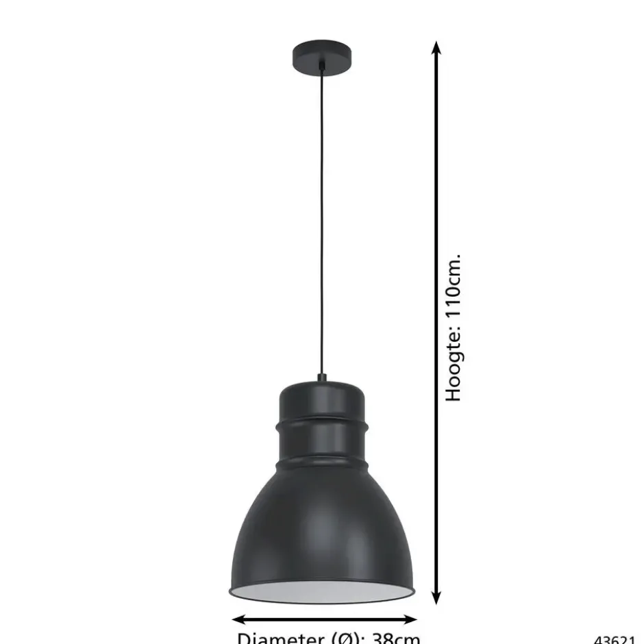 EGLOEburyHanglamp-E27-Ø38cm-Zwart/Wit
